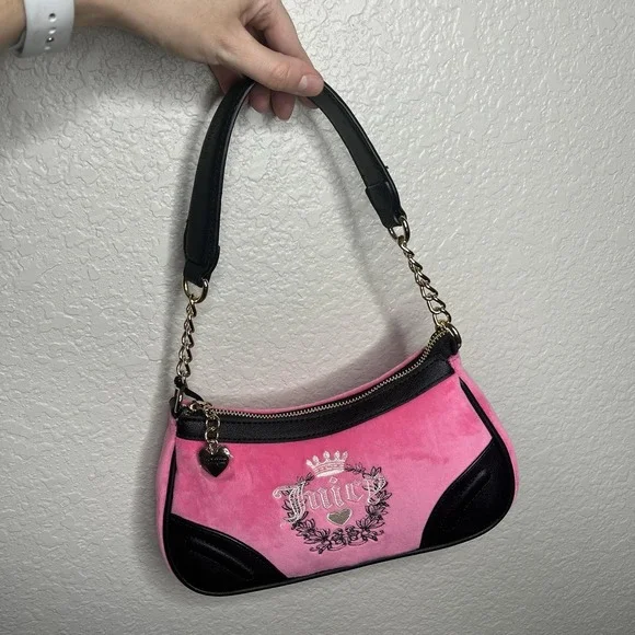NEW Juicy Couture Hot Pink Heritage Shoulder Bag Y2K Preppy‎ Crown NWT Purse - Picture 6 of 8